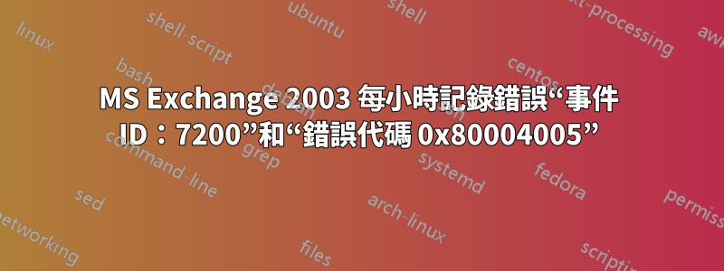 MS Exchange 2003 每小時記錄錯誤“事件 ID：7200”和“錯誤代碼 0x80004005”