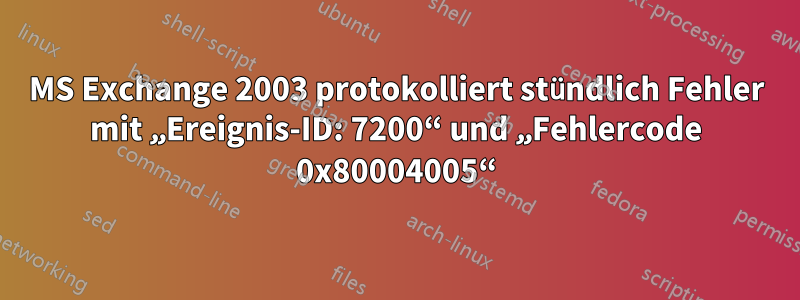 MS Exchange 2003 protokolliert stündlich Fehler mit „Ereignis-ID: 7200“ und „Fehlercode 0x80004005“