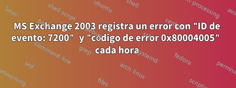 MS Exchange 2003 registra un error con "ID de evento: 7200" y "código de error 0x80004005" cada hora