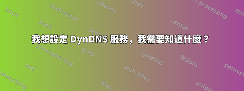 我想設定 DynDNS 服務，我需要知道什麼？