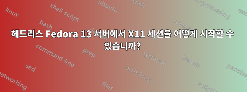 헤드리스 Fedora 13 서버에서 X11 세션을 어떻게 시작할 수 있습니까?