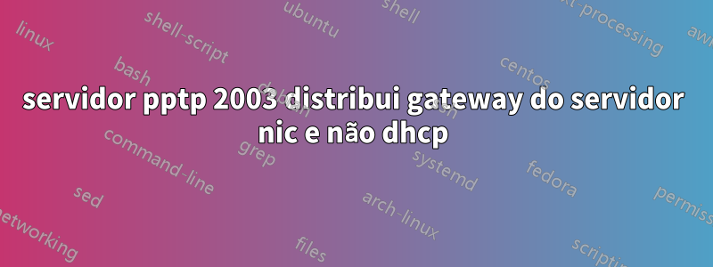 servidor pptp 2003 distribui gateway do servidor nic e não dhcp