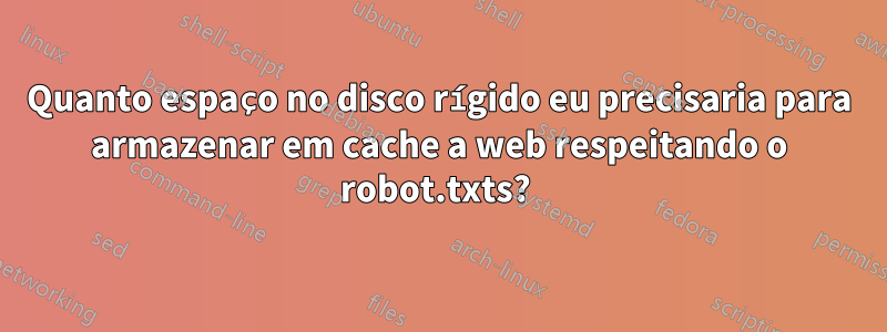 Quanto espaço no disco rígido eu precisaria para armazenar em cache a web respeitando o robot.txts? 