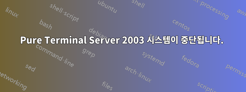 Pure Terminal Server 2003 시스템이 중단됩니다.