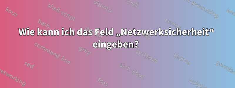 Wie kann ich das Feld „Netzwerksicherheit“ eingeben? 