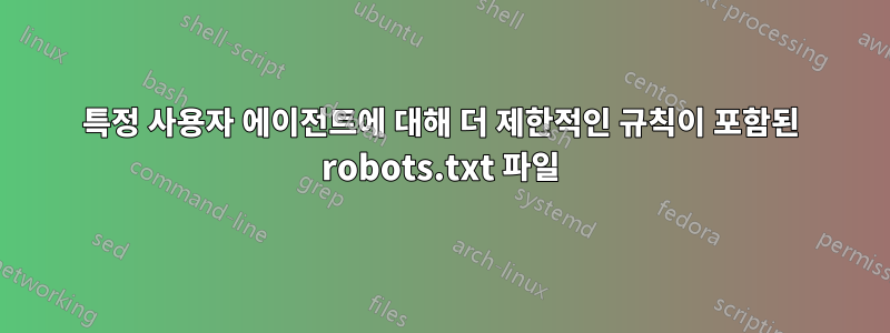 특정 사용자 에이전트에 대해 더 제한적인 규칙이 포함된 robots.txt 파일