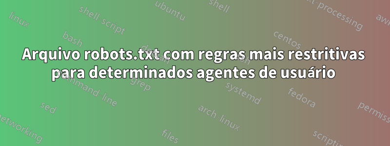 Arquivo robots.txt com regras mais restritivas para determinados agentes de usuário