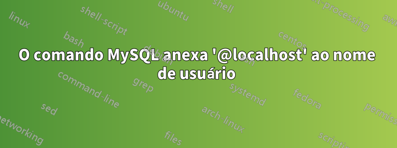 O comando MySQL anexa '@localhost' ao nome de usuário