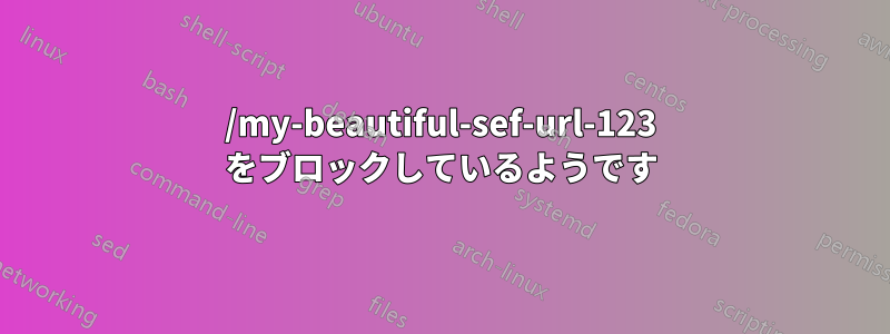 /my-beautiful-sef-url-123 をブロックしているようです