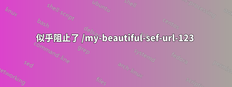 似乎阻止了 /my-beautiful-sef-url-123