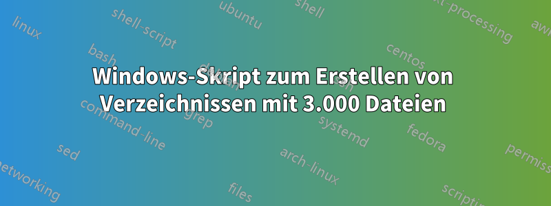 Windows-Skript zum Erstellen von Verzeichnissen mit 3.000 Dateien