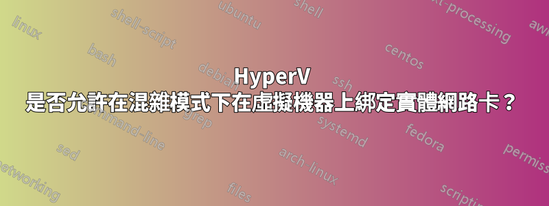 HyperV 是否允許在混雜模式下在虛擬機器上綁定實體網路卡？