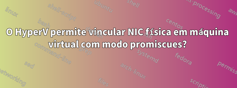 O HyperV permite vincular NIC física em máquina virtual com modo promiscues?