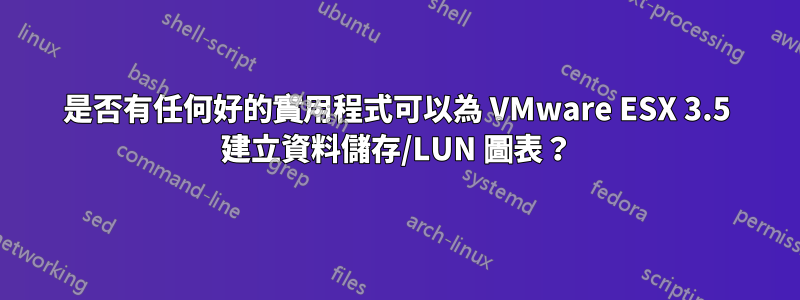 是否有任何好的實用程式可以為 VMware ESX 3.5 建立資料儲存/LUN 圖表？