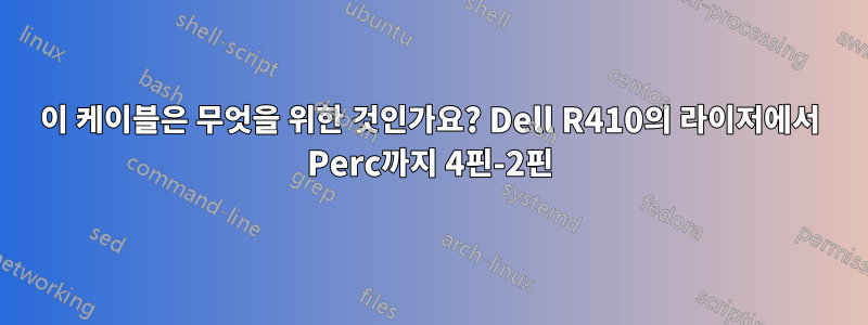 이 케이블은 무엇을 위한 것인가요? Dell R410의 라이저에서 Perc까지 4핀-2핀