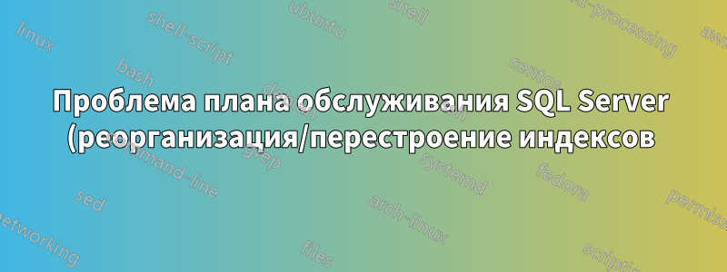 Проблема плана обслуживания SQL Server (реорганизация/перестроение индексов)
