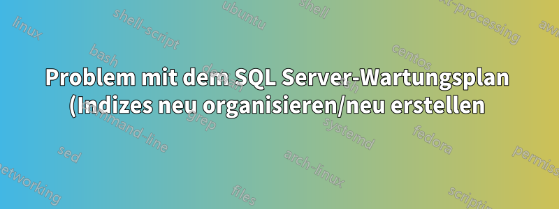 Problem mit dem SQL Server-Wartungsplan (Indizes neu organisieren/neu erstellen)