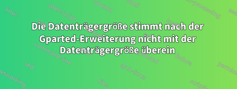 Die Datenträgergröße stimmt nach der Gparted-Erweiterung nicht mit der Datenträgergröße überein