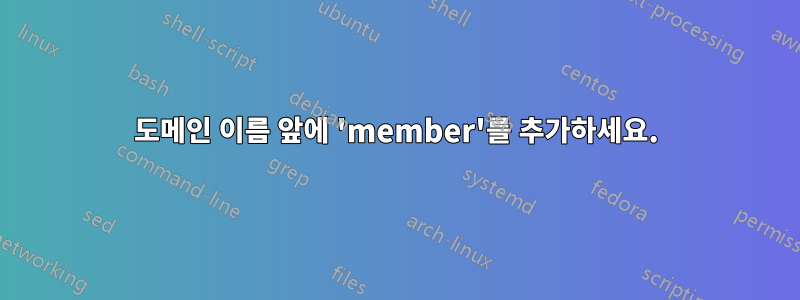 도메인 이름 앞에 'member'를 추가하세요.