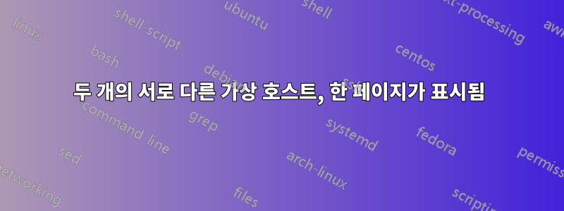 두 개의 서로 다른 가상 호스트, 한 페이지가 표시됨
