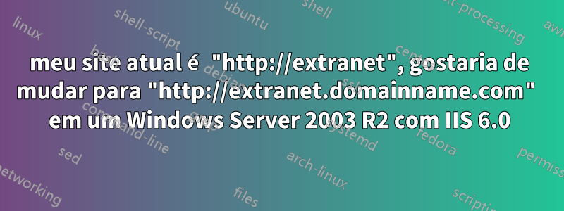 meu site atual é "http://extranet", gostaria de mudar para "http://extranet.domainname.com" em um Windows Server 2003 R2 com IIS 6.0