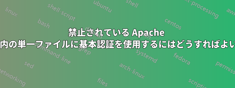 禁止されている Apache ディレクトリ内の単一ファイルに基本認証を使用するにはどうすればよいでしょうか?