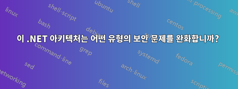 이 .NET 아키텍처는 어떤 유형의 보안 문제를 완화합니까?
