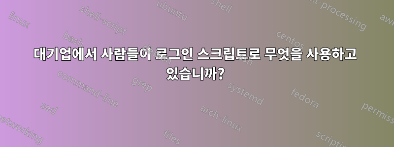대기업에서 사람들이 로그인 스크립트로 무엇을 사용하고 있습니까?