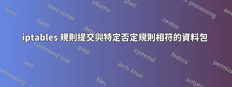 iptables 規則提交與特定否定規則相符的資料包
