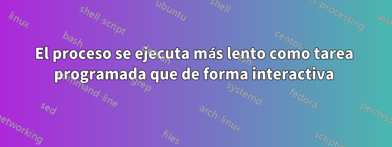 El proceso se ejecuta más lento como tarea programada que de forma interactiva