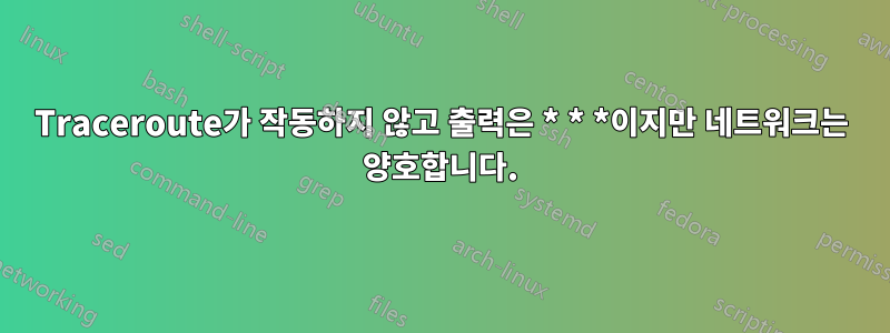 Traceroute가 작동하지 않고 출력은 * * *이지만 네트워크는 양호합니다.