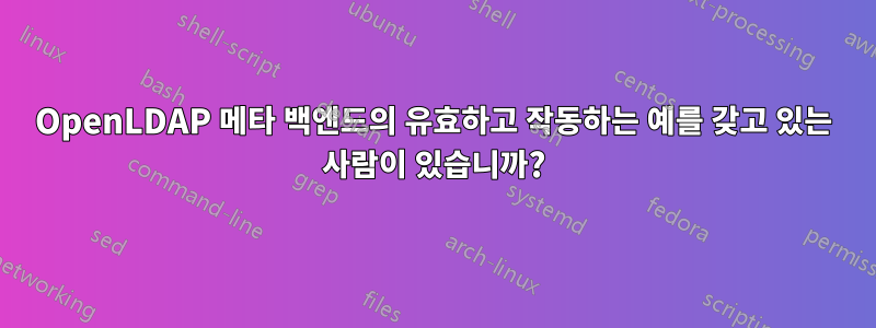 OpenLDAP 메타 백엔드의 유효하고 작동하는 예를 갖고 있는 사람이 있습니까?