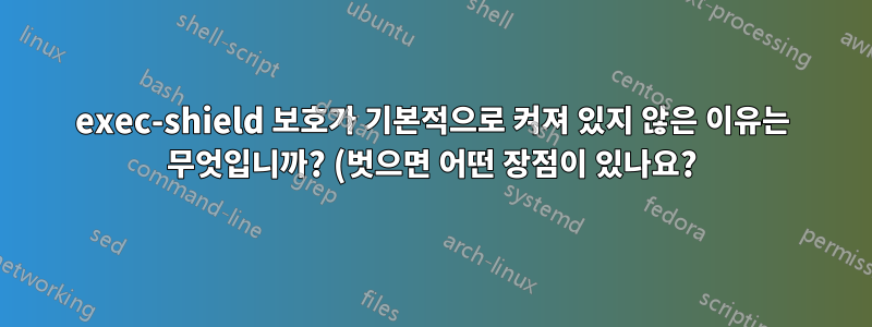 exec-shield 보호가 기본적으로 켜져 있지 않은 이유는 무엇입니까? (벗으면 어떤 장점이 있나요?)