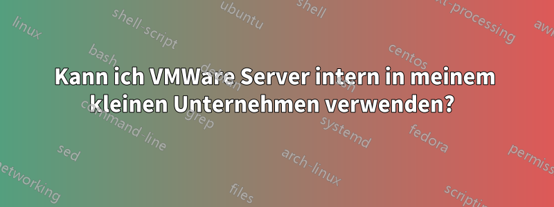 Kann ich VMWare Server intern in meinem kleinen Unternehmen verwenden? 