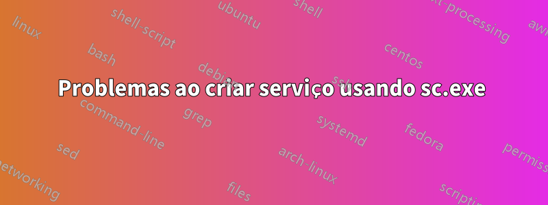 Problemas ao criar serviço usando sc.exe