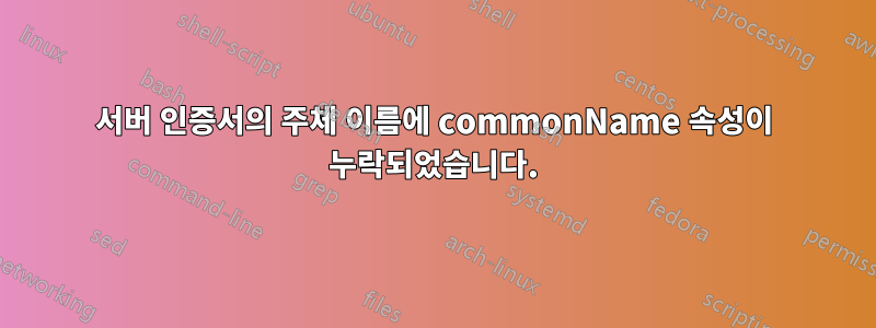 서버 인증서의 주체 이름에 commonName 속성이 누락되었습니다.