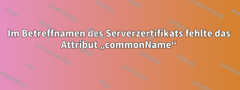 Im Betreffnamen des Serverzertifikats fehlte das Attribut „commonName“