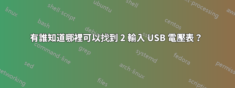 有誰知道哪裡可以找到 2 輸入 USB 電壓表？