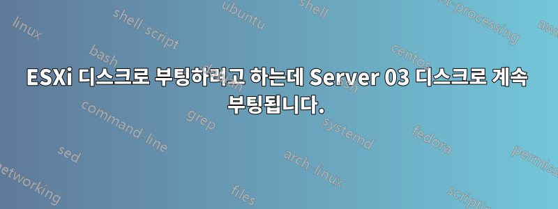 ESXi 디스크로 부팅하려고 하는데 Server 03 디스크로 계속 부팅됩니다.