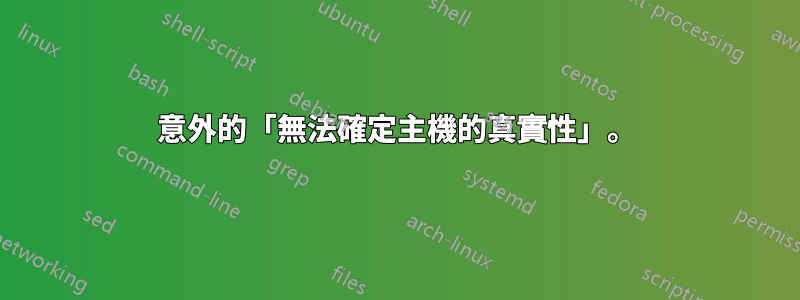 意外的「無法確定主機的真實性」。