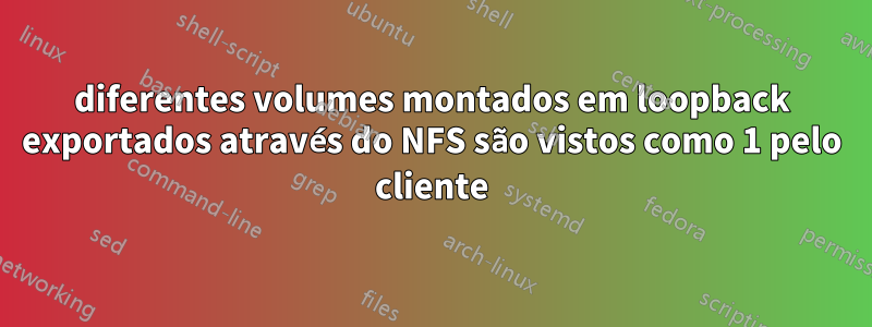 diferentes volumes montados em loopback exportados através do NFS são vistos como 1 pelo cliente