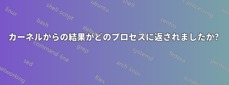 カーネルからの結果がどのプロセスに返されましたか?