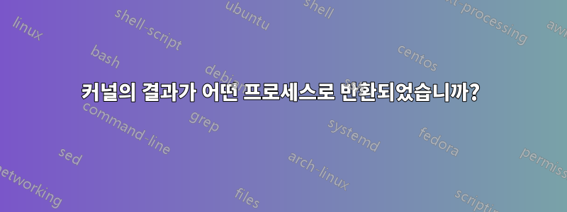 커널의 결과가 어떤 프로세스로 반환되었습니까?