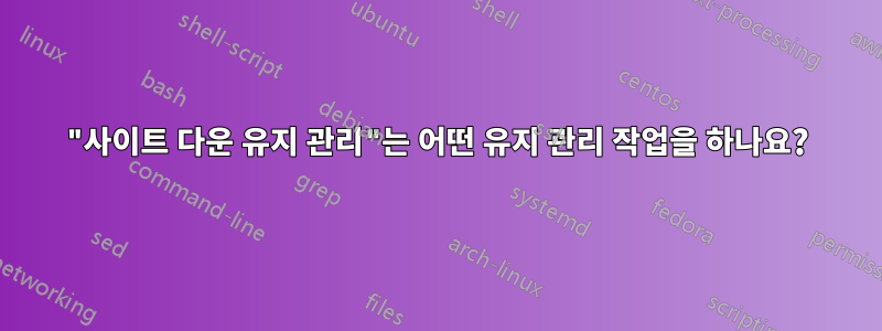 "사이트 다운 유지 관리"는 어떤 유지 관리 작업을 하나요?