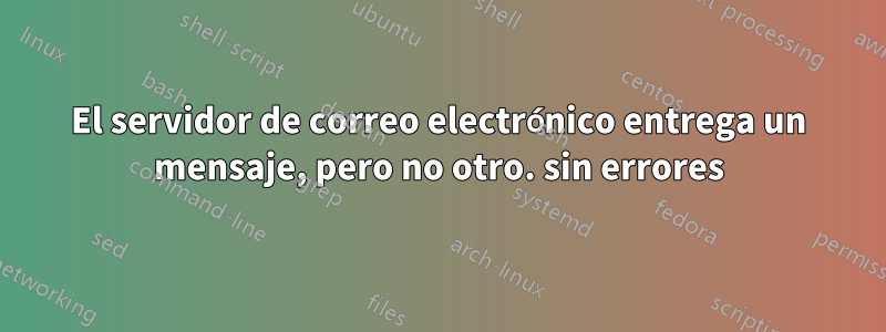 El servidor de correo electrónico entrega un mensaje, pero no otro. sin errores