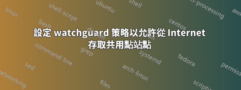 設定 watchguard 策略以允許從 Internet 存取共用點站點
