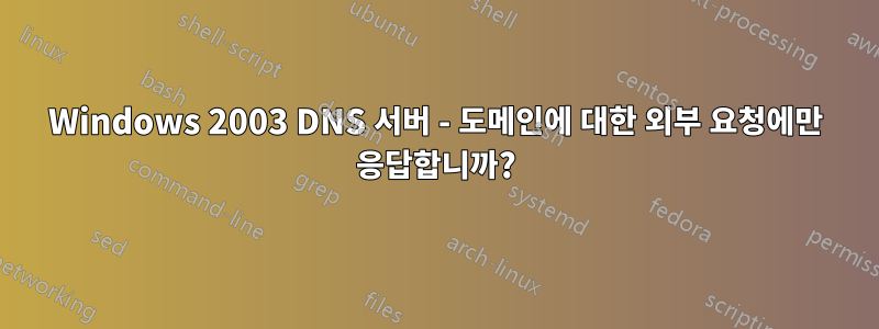 Windows 2003 DNS 서버 - 도메인에 대한 외부 요청에만 응답합니까?