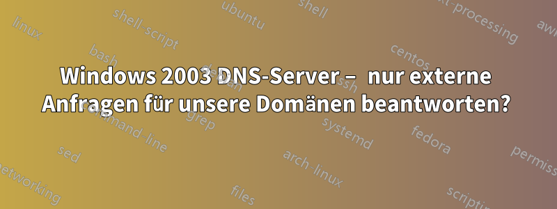 Windows 2003 DNS-Server – nur externe Anfragen für unsere Domänen beantworten?