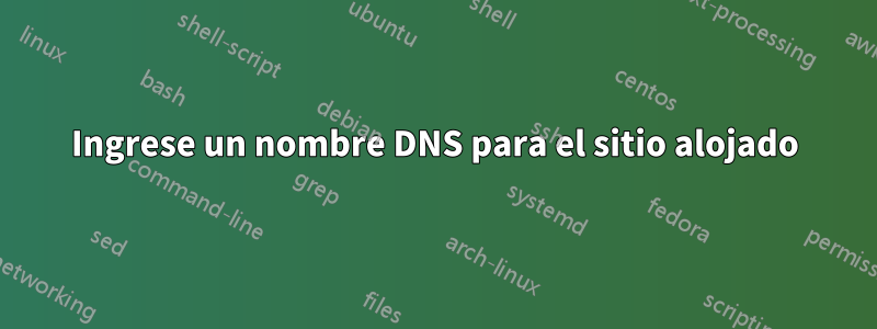 Ingrese un nombre DNS para el sitio alojado