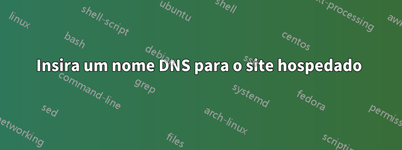Insira um nome DNS para o site hospedado